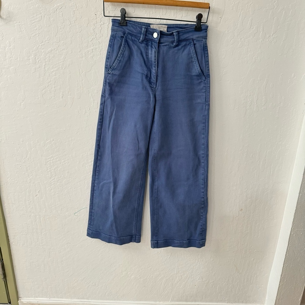 Everlane Cropped Straight Wide Leg Blue Pants Slant Pockets 00 - Picture 5 of 5
